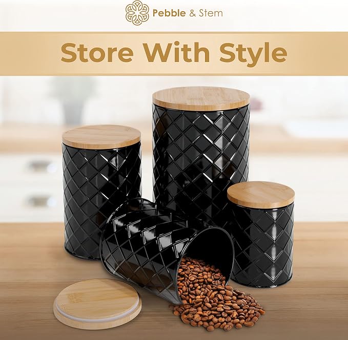 Pebble & Stem® Black Metal Canister Set - Image 7