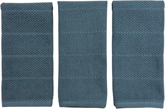 Serafina Home Teal Dark Blue Kitchen Dish Hand Towels 100% Cotton Cloth Soft - Image 5