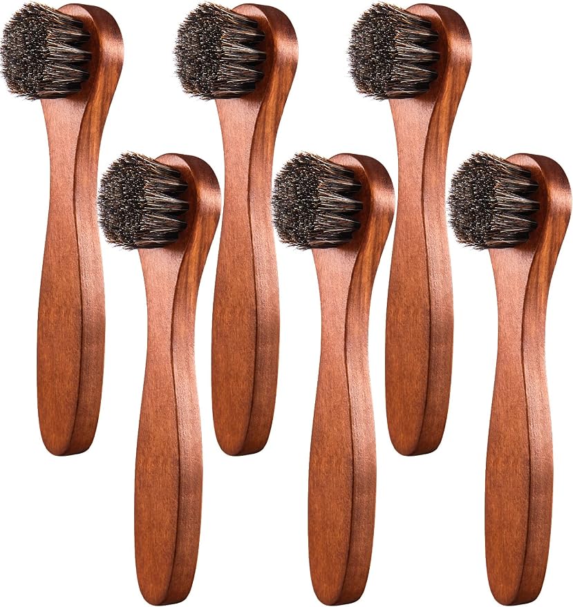 Youngjoy 6 Pieces Horsehair Shine Shoes Brush kit Polish Dauber Applicators by Unknown