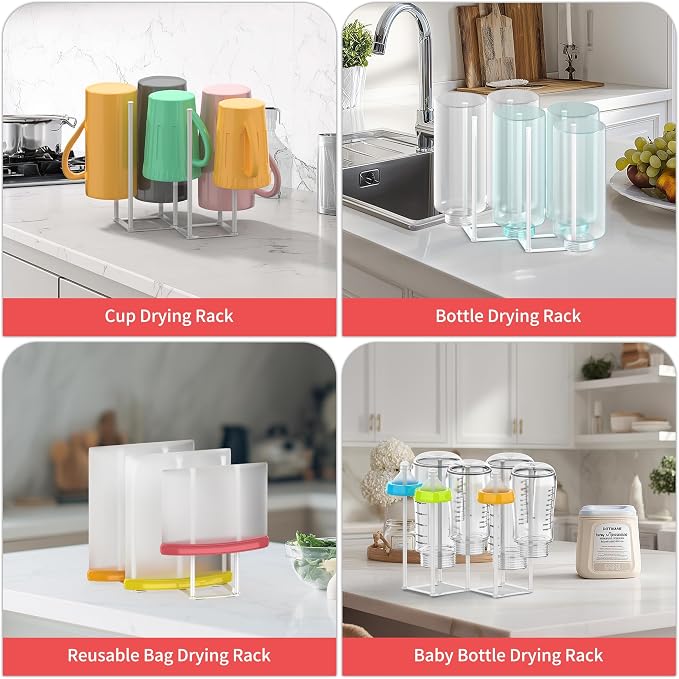 Collapsible Bottle Drying Rack, Baby Bottle Drying Rack, Foldable Cup Draining - Image 4