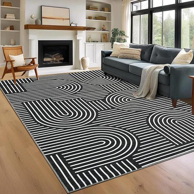 Washable Rug 10x13 Area Rugs for Living Room, Abstract Rug for Bedroom by ROYHOME