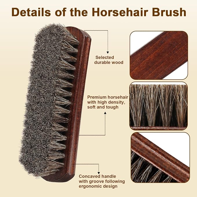 Professional 100% Horsehair Shoe Brush Premium Horsehair Dauber Applicators - Image 5