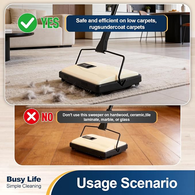 Yocada Manual Carpet Sweeper Cleaner Household Sweeper Lightweight Hand Push - Image 6