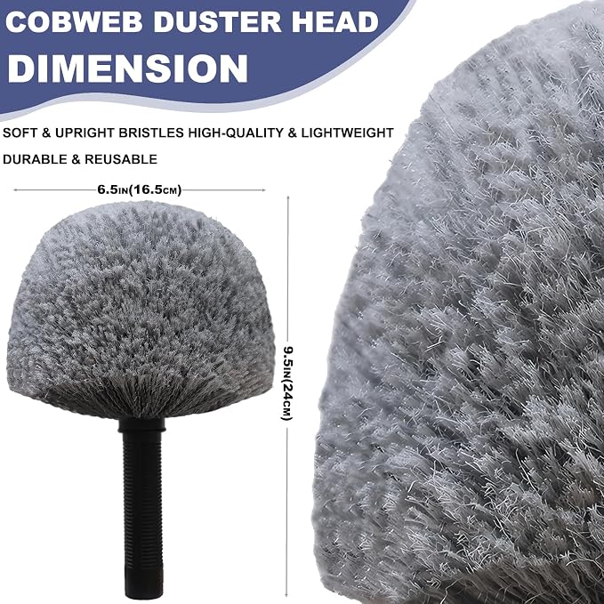 2 Pack Robust Cobweb Duster Head Brush – Superior Twist-On Web Cleaning Tool – - Image 2