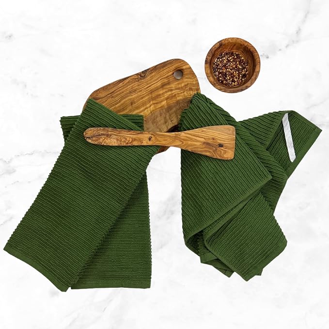 Serafina Home Avocado Forest Green Kitchen Hand Dish Towels: Oversized 28" x 18" - Image 3