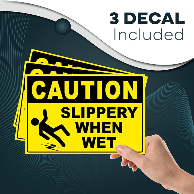 Caution Slippery When Wet Stickers, 4x6 Vinyl Decals, Caution Wet Floor Sign - Image 4