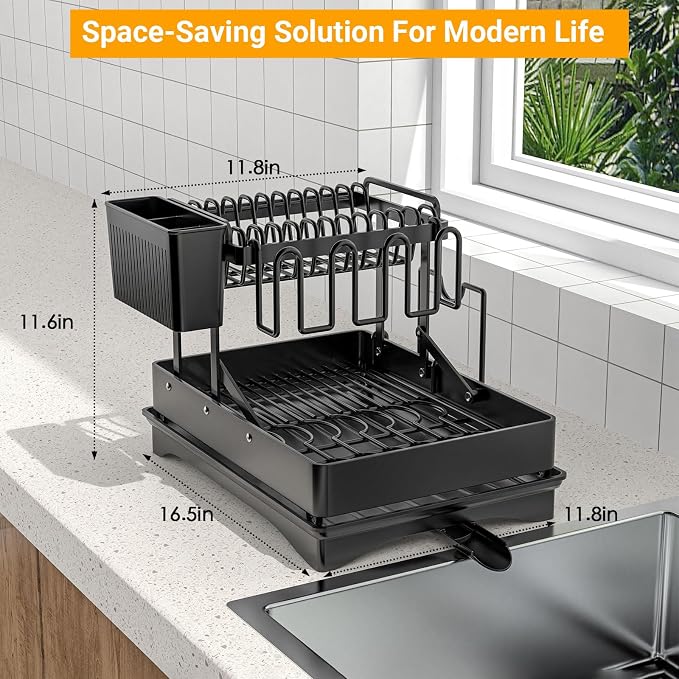 Extendable Dish Racks 16.3"-21.6" L x 16.7" W, Stainless Steel Dish Drying Rack - Image 3