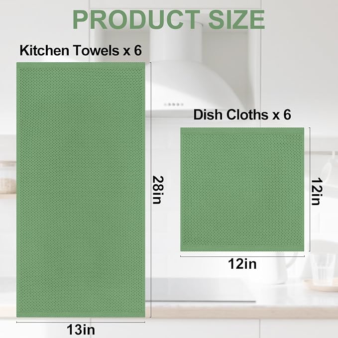 Homaxy 100% Cotton Kitchen Towels and Dishcloths Set, 12 x 12 Inches and 13 x - Image 4