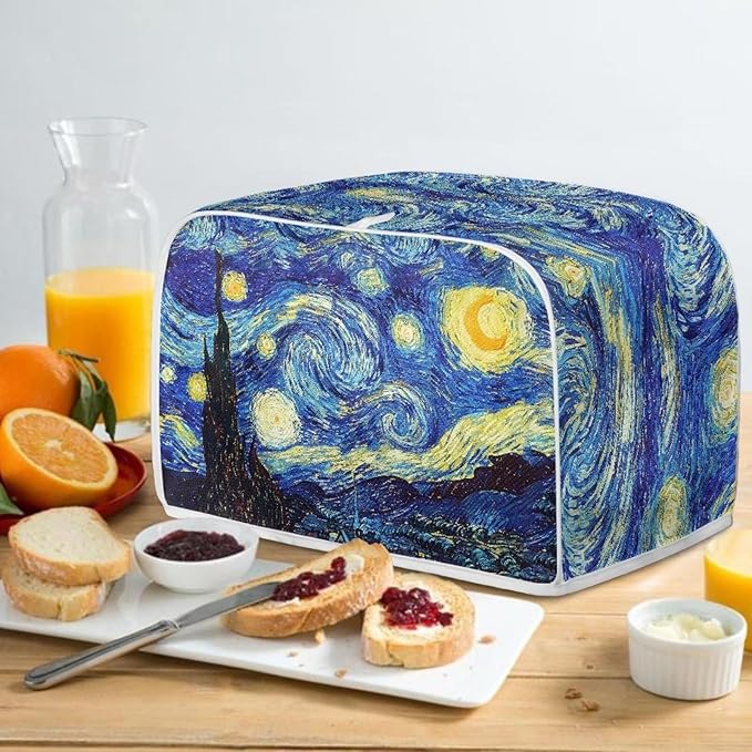 ZFRXIGN Starry Night Toaster Cover 4 Slice Small Appliance Covers Toaster Bag Dust Cover with Top Handle Cute Toaster Oven Cover Washable Blue
