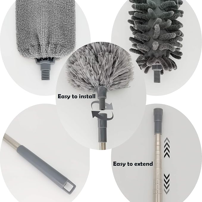 5-in-1 Microfiber Duster with Extension Pole Kit - Image 6