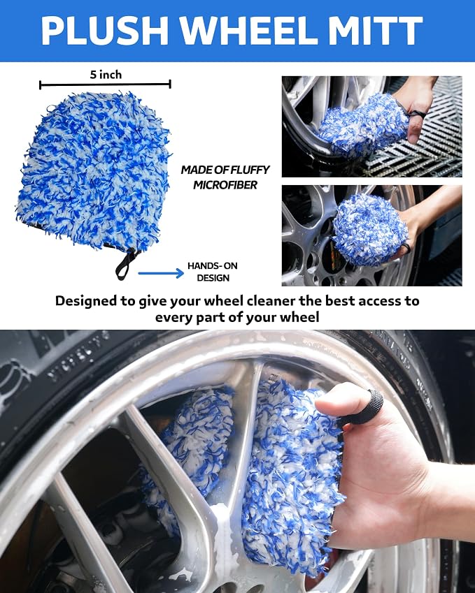 Car Wheel Cleaning Kit: Wheel and Rim Flagged Tip Brush, Bendable Barrel Brush - Image 4