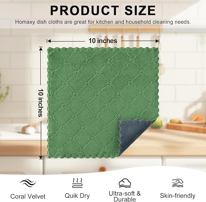 Homaxy 12 Pack Kitchen Cloths Dish Towels, Super Soft and Absorbent Dish Cloths - Image 5