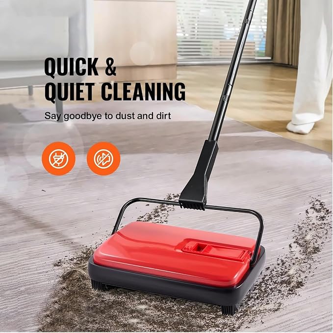 Carpet Sweeper, 6.7 in Sweeping Paths, Floor Sweeper Manual Non Electric - Image 2