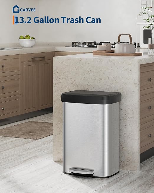Garvee 13 Gallon / 50 L Stainless Steel Trash Can - Image 2