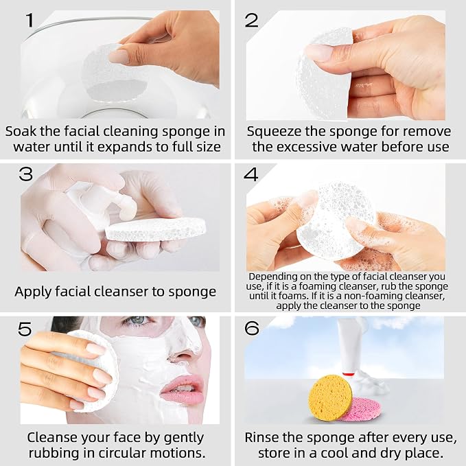 60-Count Compressed Facial Sponges|100% Natural Kickleen Cellulose Cosmetic Spa - Image 6
