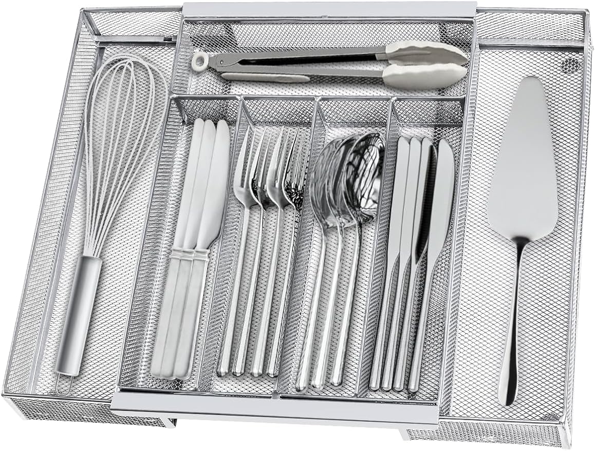 Silverware Organizer Metal Mesh, Drawer Organizer, Utensil Cutlery Tray by sedegnhome