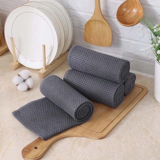 Kitinjoy 100% Cotton Waffle Weave Kitchen Hand Towels - Image 7