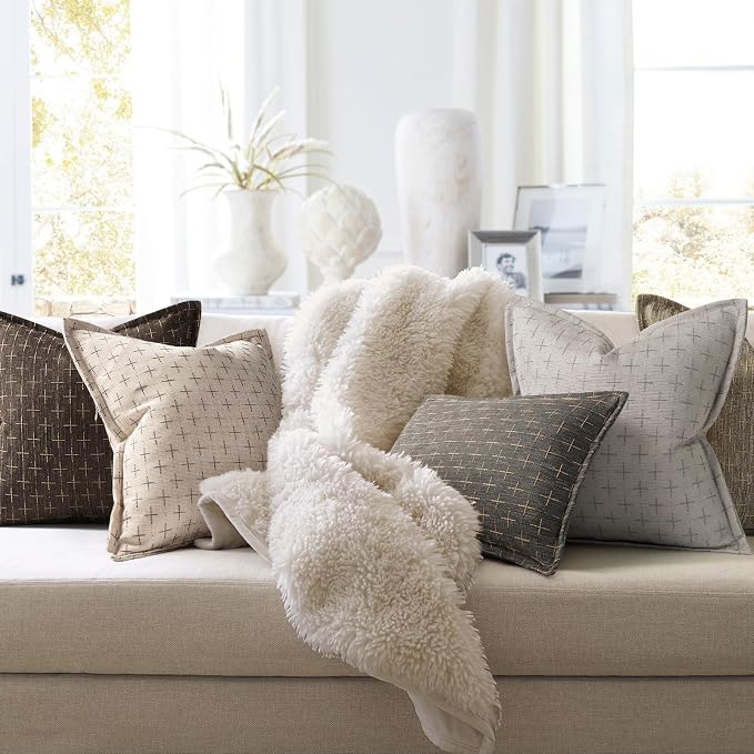 ZWJD Pillow Covers 18x18 Set of 2 Soft Polyester Textured Pillow Covers - Image 6