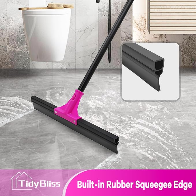 Floor Squeegee Heavy Duty with 58.3 inches Long Handle, Rubber Foam Water - Image 2