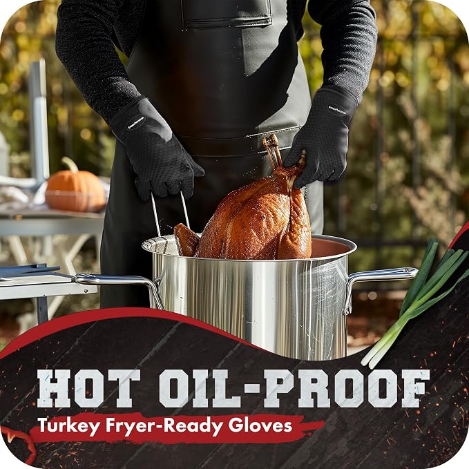 KITCHEN PERFECTION XL Silicone Smoker Oven Gloves-Extreme Heat Resistant BBQ - Image 5