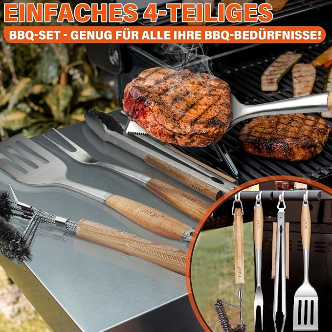 TIVOLI 4PCS Grilling Accessories, Heavy Duty BBQ Tool Set - Image 4