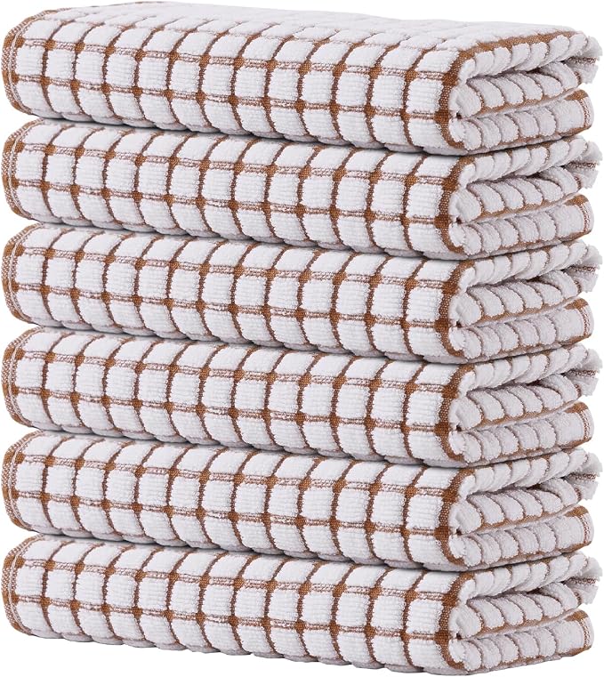 Kitinjoy Cotton 6 Pack Terry Kitchen Towels, 16 x 25 Inches Super Soft and by Kitinjoy