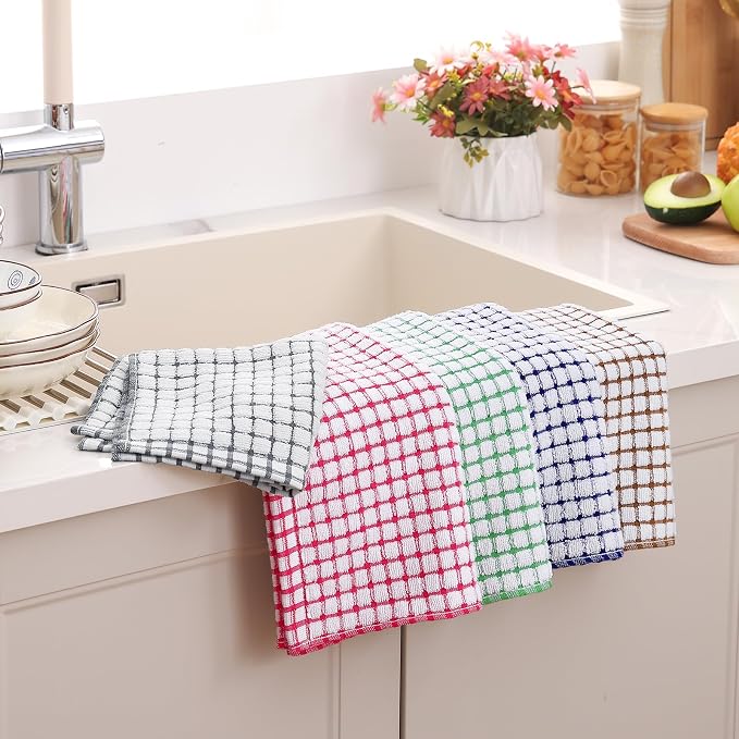 Homaxy Kitchen Towels and Dishcloths Set, 16 x 25 and 12 x 12 Inches, Super - Image 2