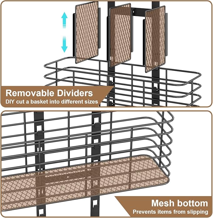 7-Tier Over The Door Organizer, Shower Caddy Hanging &Wall Mounted Hair Tool - Image 7