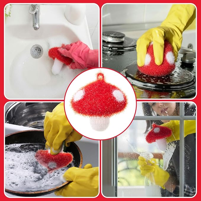 Breling 6 Pieces Mushroom Shape Dish Sponge Dual Sided Non Scratch Dish Washing - Image 5