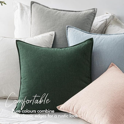 EMEMA Throw Pillow Covers Decorative Linen Pillow Covers 24x24 Inch Light Blue Boho Farmhouse Neutral Couch Throw Pillows for Bed Pack of 2 Accent Pillowcase Modern Sofa Cushion Livingroom Home