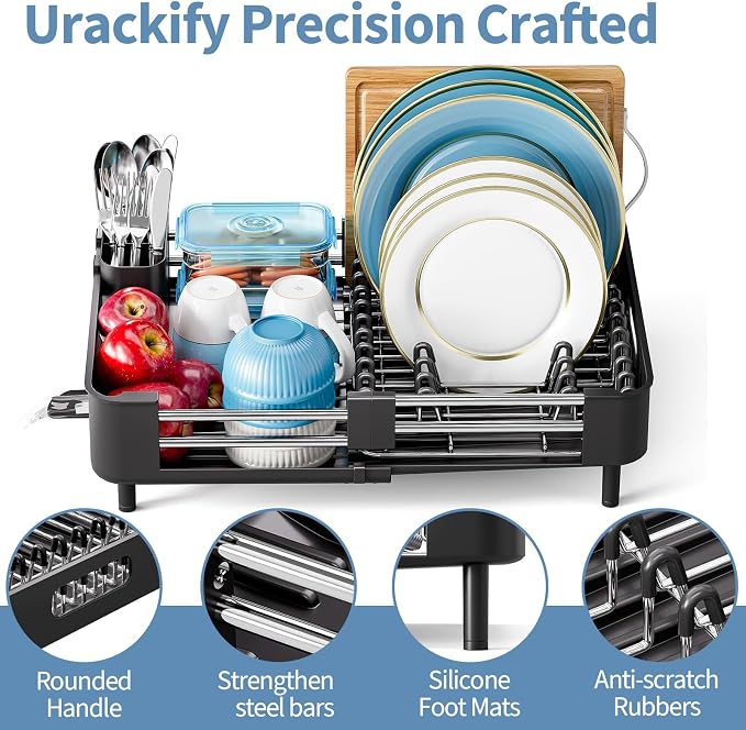 Dish Drying Rack for Kitchen Counter, Extendable Dish Rack - Image 5