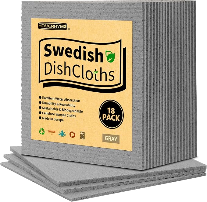 HOMERHYME Swedish Dishcloths, 18 Pack Absorbent Dish Towels by HOMERHYME