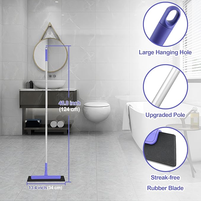 Floor Squeegee for Tile Floor and Shower Glass, Broom Rubber Blade - Image 5