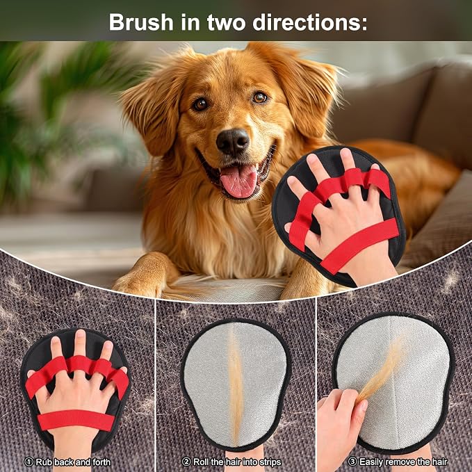 Pet Hair Remover Glove, Reusable Cat & Dog Grooming Glove Electrostatic Mitt - Image 5