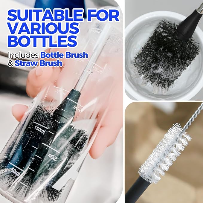 Holikme Bottle Brush Cleaner Set, 3 Straw Cleaner Brush, Bottle Cleaning Brush - Image 3