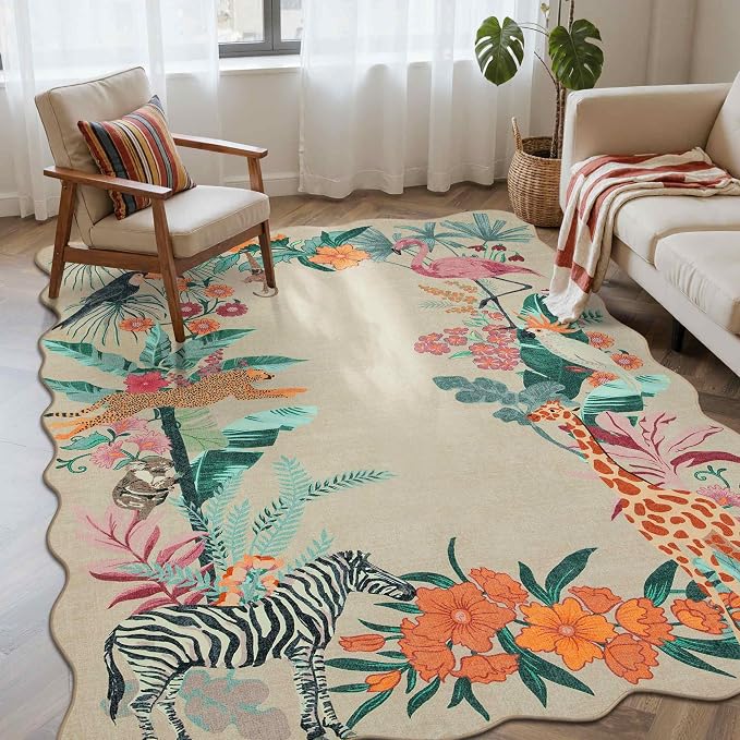 4x6 Rug for Living Room Bedroom, Leopard/Cheetah/Zebra/Tiger Print Area Rugs by Rugxara