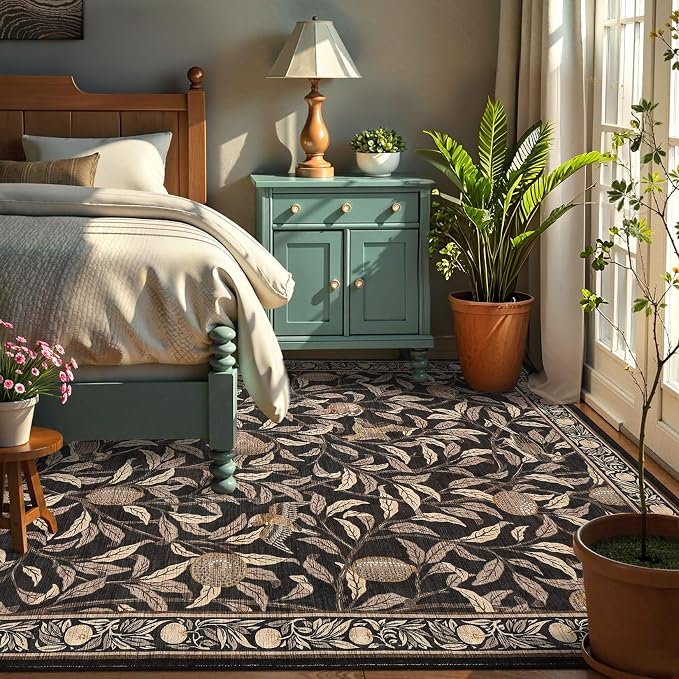 GarveeHome Boho Leaf Rugs for Bedroom, 5x7 Area Rugs for Living Room - Image 2