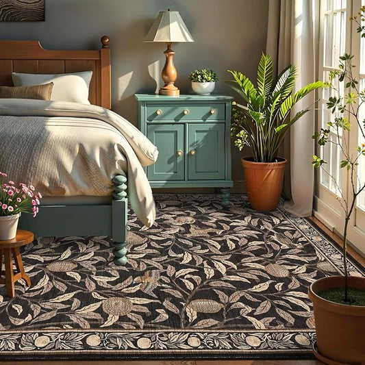 GarveeHome Boho Leaf Rugs for Bedroom, 5x7 Area Rugs for Living Room - Image 2