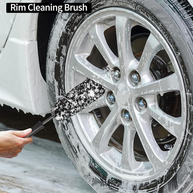 Bendable Wheel Brush Kits Soft Microfiber Wheel Cleaner Brush Synthetic Woolies - Image 8