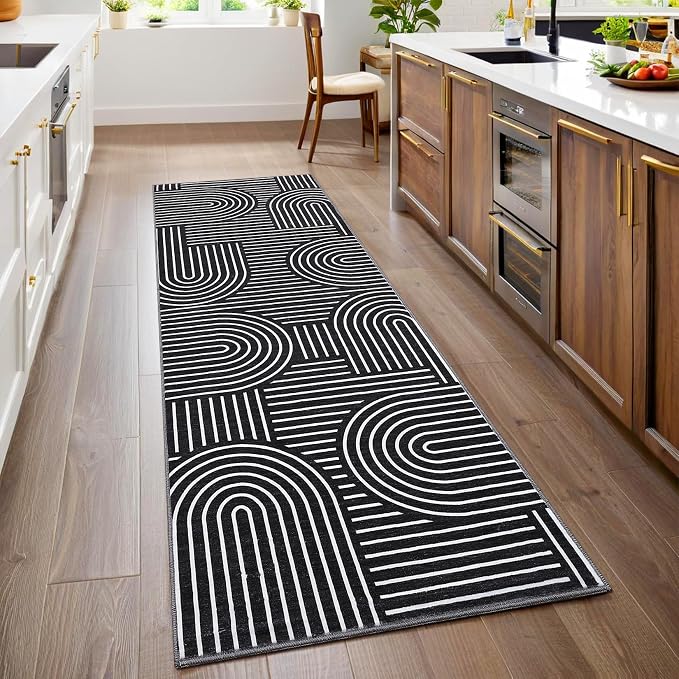 Modern Rug 2x6 Runners for Hallways, Abstract Kitchen Runner Rugs Non Slip Bath by ROYHOME