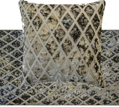 The HomeCentric King/Queen/Twin Grey Decorative Bed Runner Twin 53"x18" Bed Runner with Two Pillow Cover, Diamond Pattern, Velvet Cut Bed Scarf on Velvet Fabric - Grey Velvet Verve