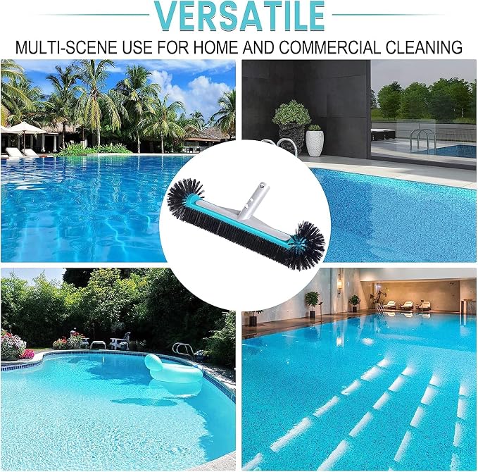 Swimming Pool Brush Head with Round Ends, 17.5" Heavy Duty Aluminum Back Head - Image 6