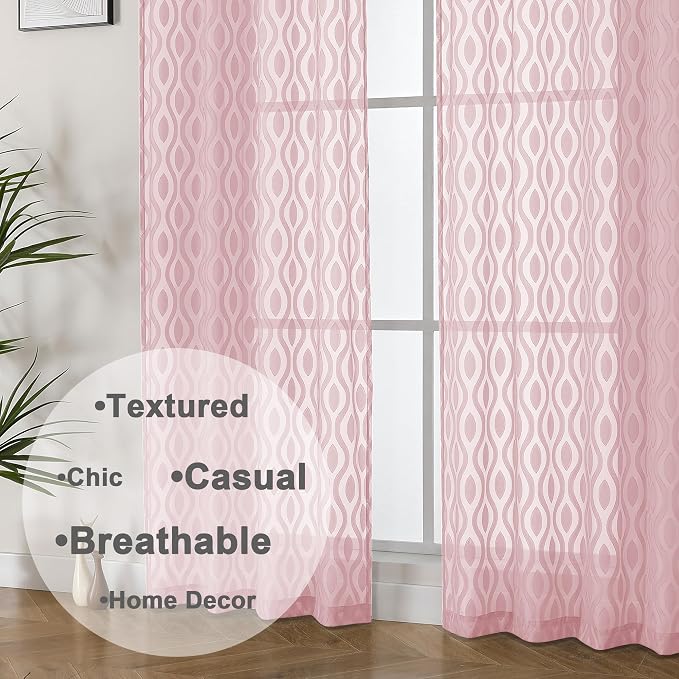 Aiyufeng Blush Pink Sheer Curtains 84 Inches Long 2 Panels Set, Soft Airy - Image 8