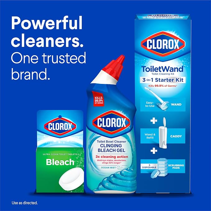 CLOROX Toilet Bowl Cleaner Clinging Bleach Gel, Ocean Mist, 24 Fl Oz - Image 9