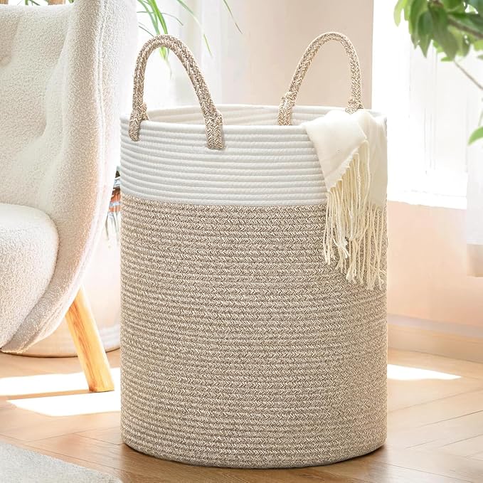 INDRESSME Tall Wicker Laundry Basket, Large Woven Clothes Hamper by INDRESSME