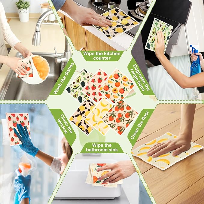 Lucomb Swedish Dish Cloths for Kitchen | 6-Pack Super Absorbent Washable - Image 5