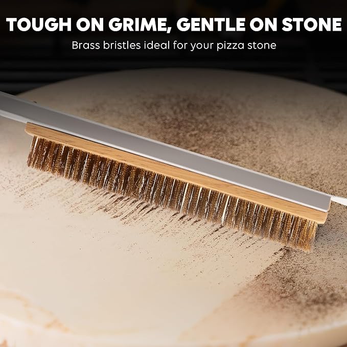 26'' Pizza Brush with Stainless Steel Stone Scraper - Image 2