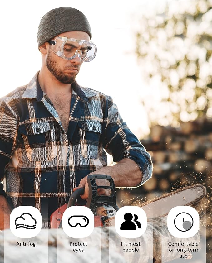 Anti-Fog Indirectly Vented Lab Safety Goggles Over Glasses - Image 6