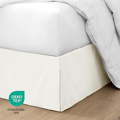 Bare Home Twin XL Bed Skirt - 15-Inch Tailored Drop Easy Fit - Bed Skirt for Twin Extra Long Beds - Center & Corner Pleats (Twin XL, Cream)