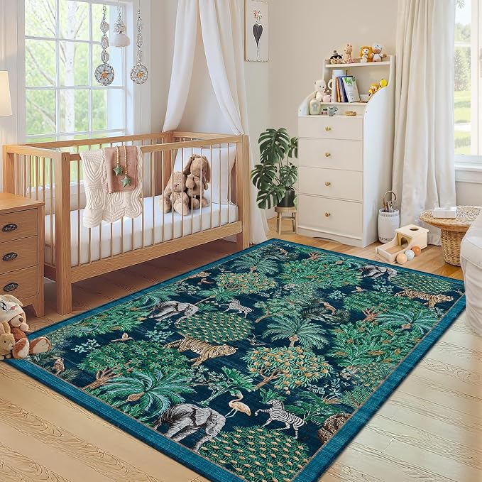 GarveeHome Jungle Animal Print Rug 3x5 Washable Area Rugs - Image 3